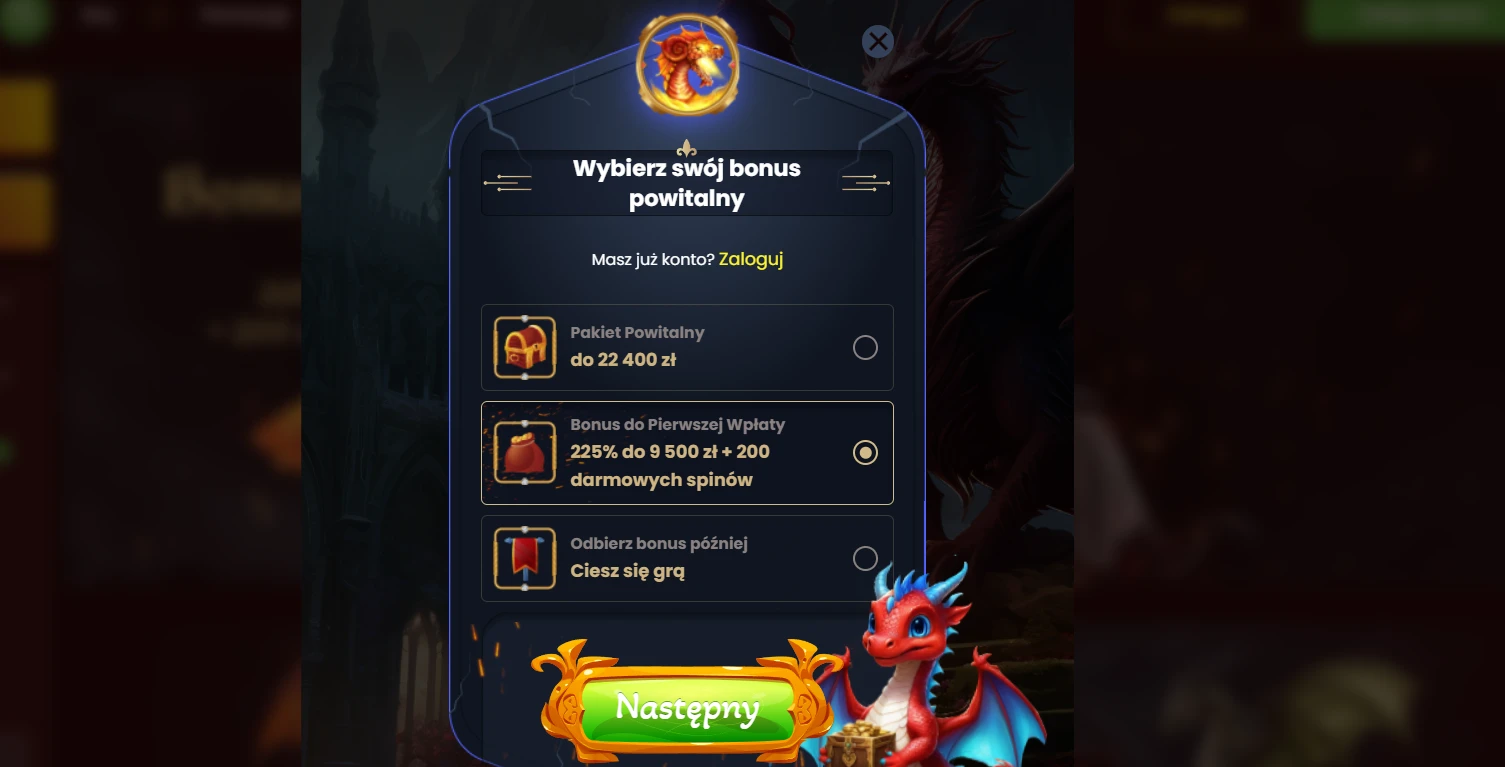 dragonslots bonus powitalny