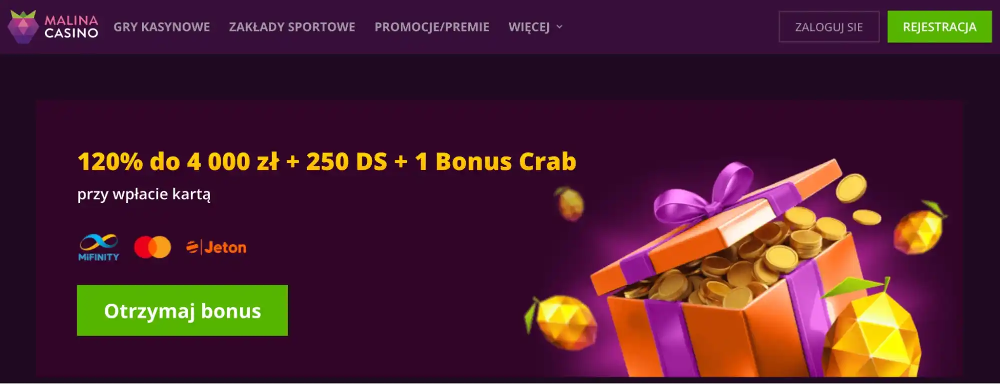 malina casino bonus powitalny