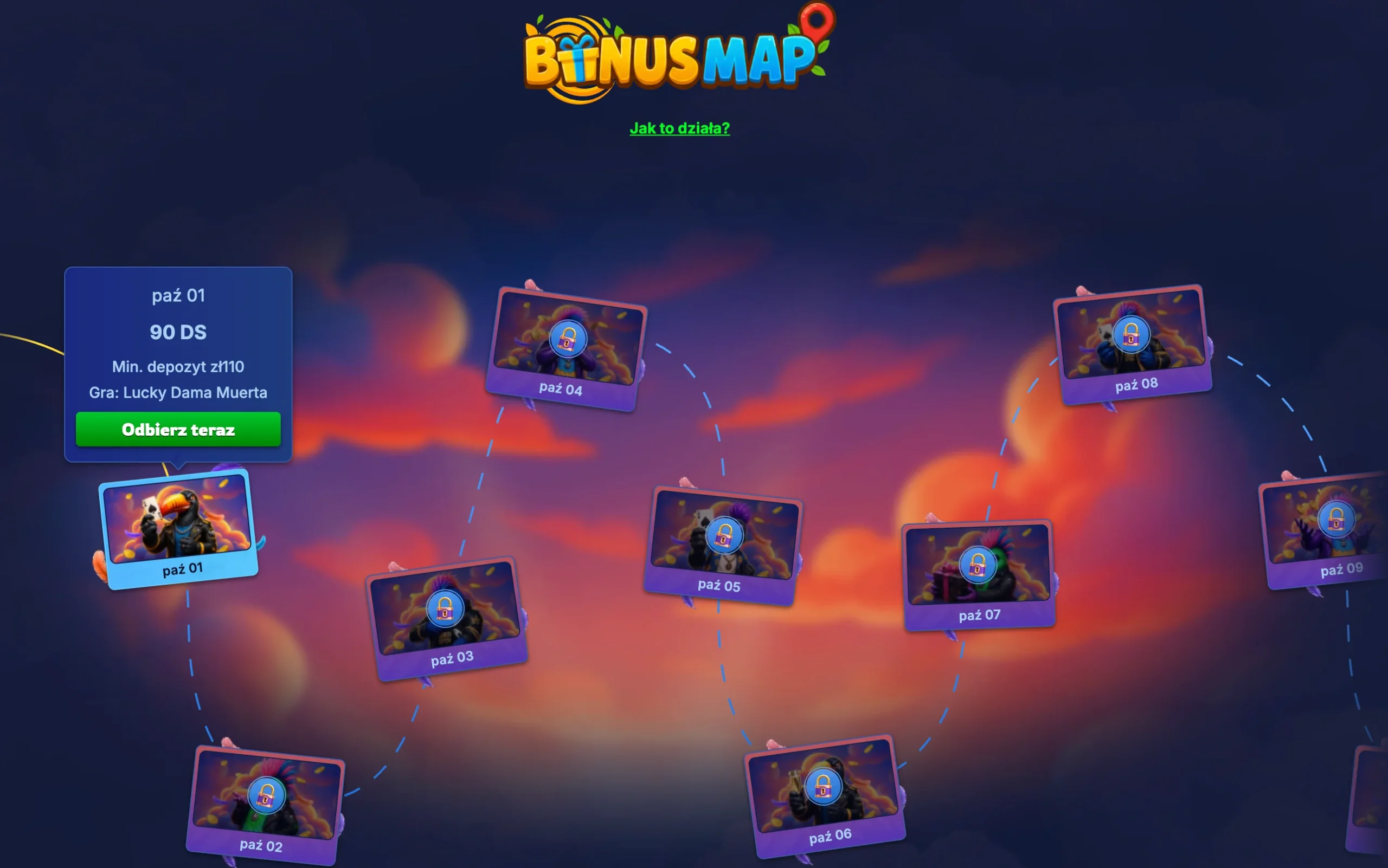birdspin mapa bonusow